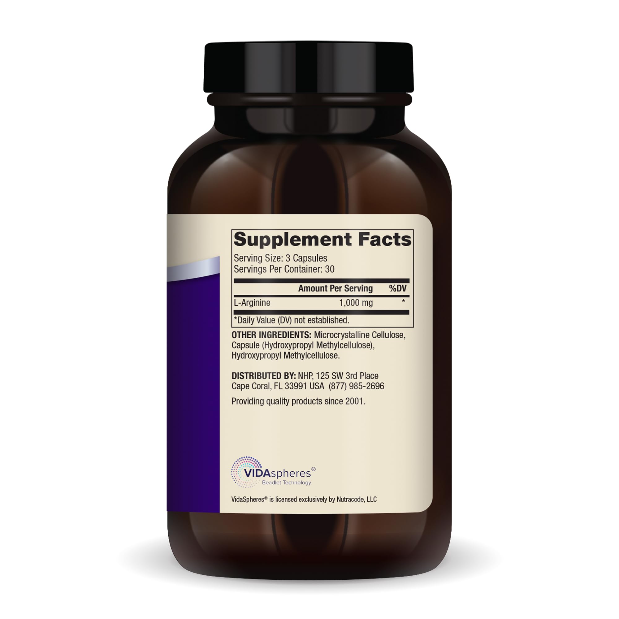 Close-up of 90 capsules in bottle