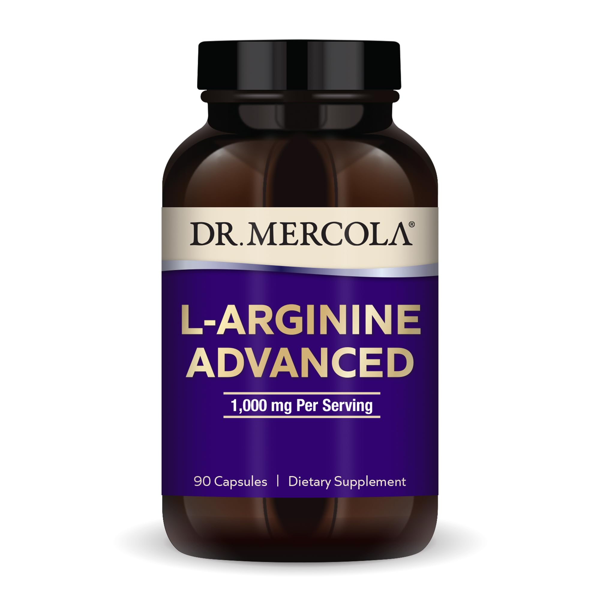 Front label of Dr. Mercola L-Arginine Advanced bottle