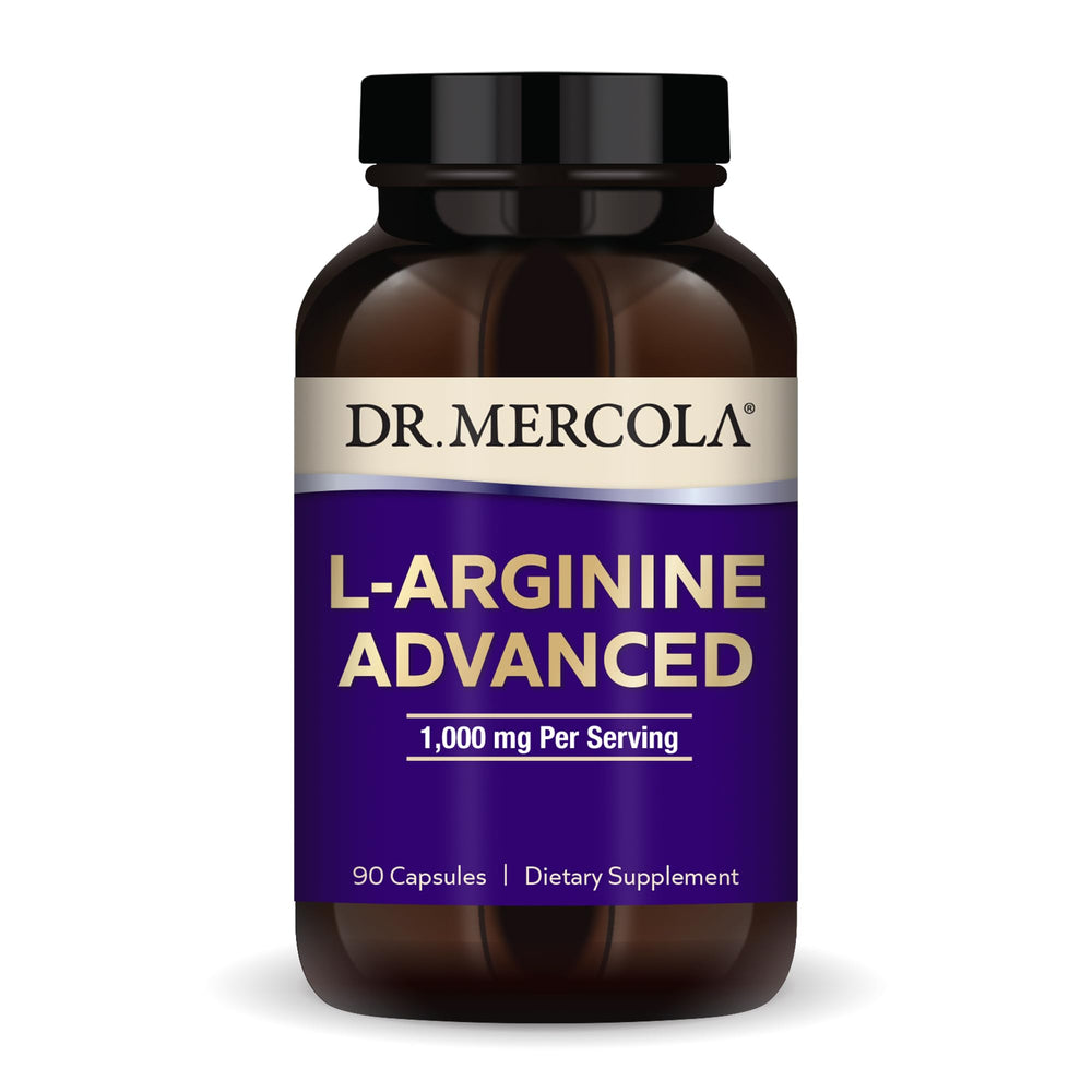 Front label of Dr. Mercola L-Arginine Advanced bottle