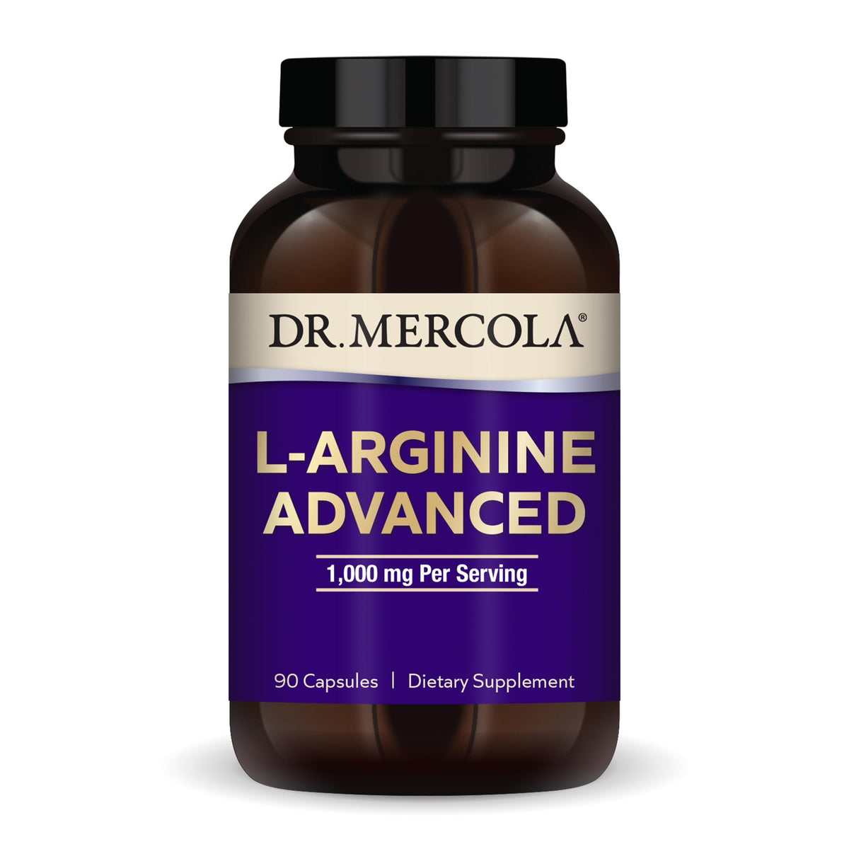 Front label of Dr. Mercola L-Arginine Advanced bottle