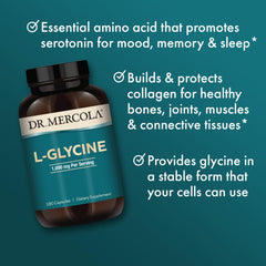 Close-up of L-Glycine capsules inside bottle