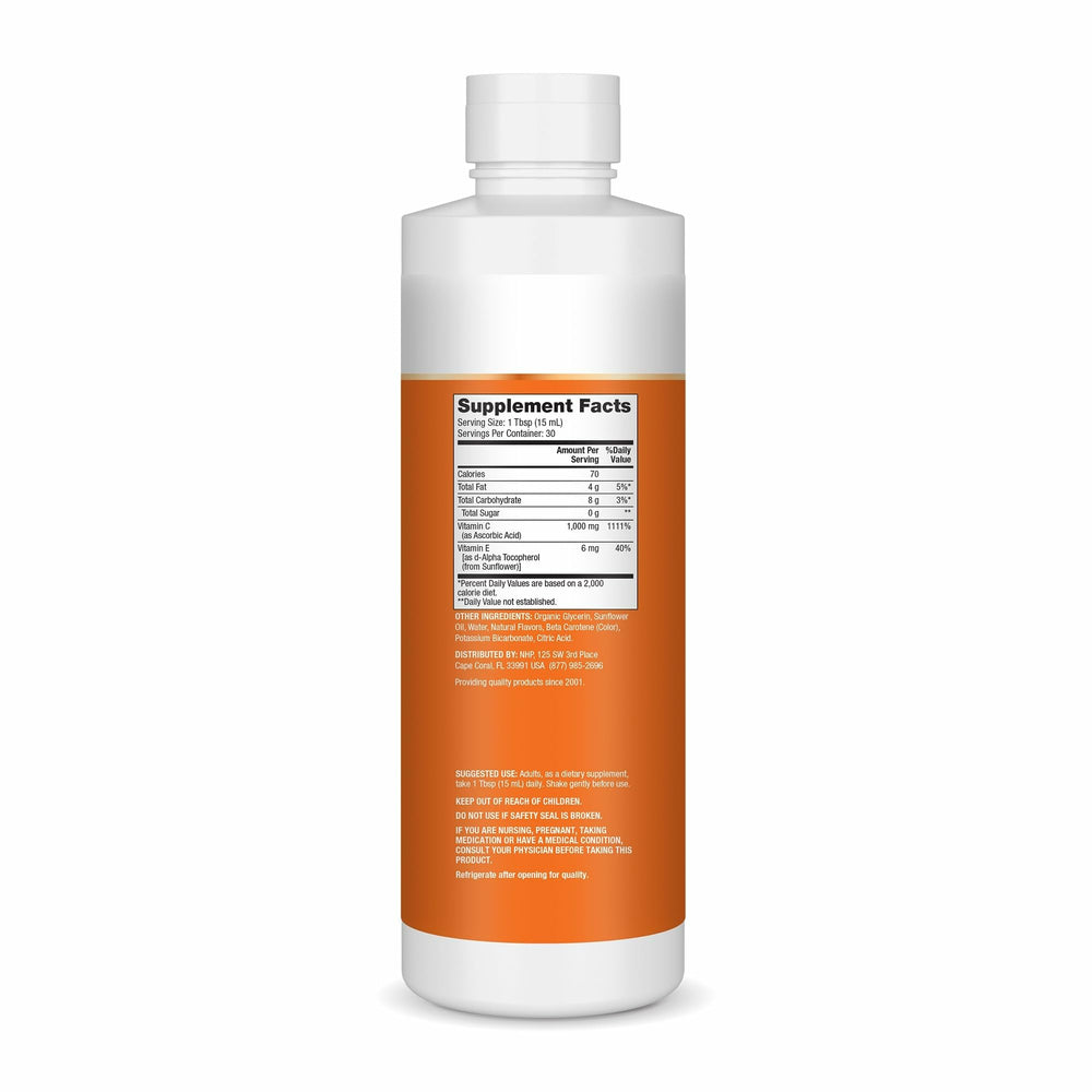 Close-up of vitamin C label showing 1,000 mg per serving