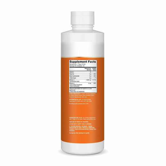 Close-up of vitamin C label showing 1,000 mg per serving