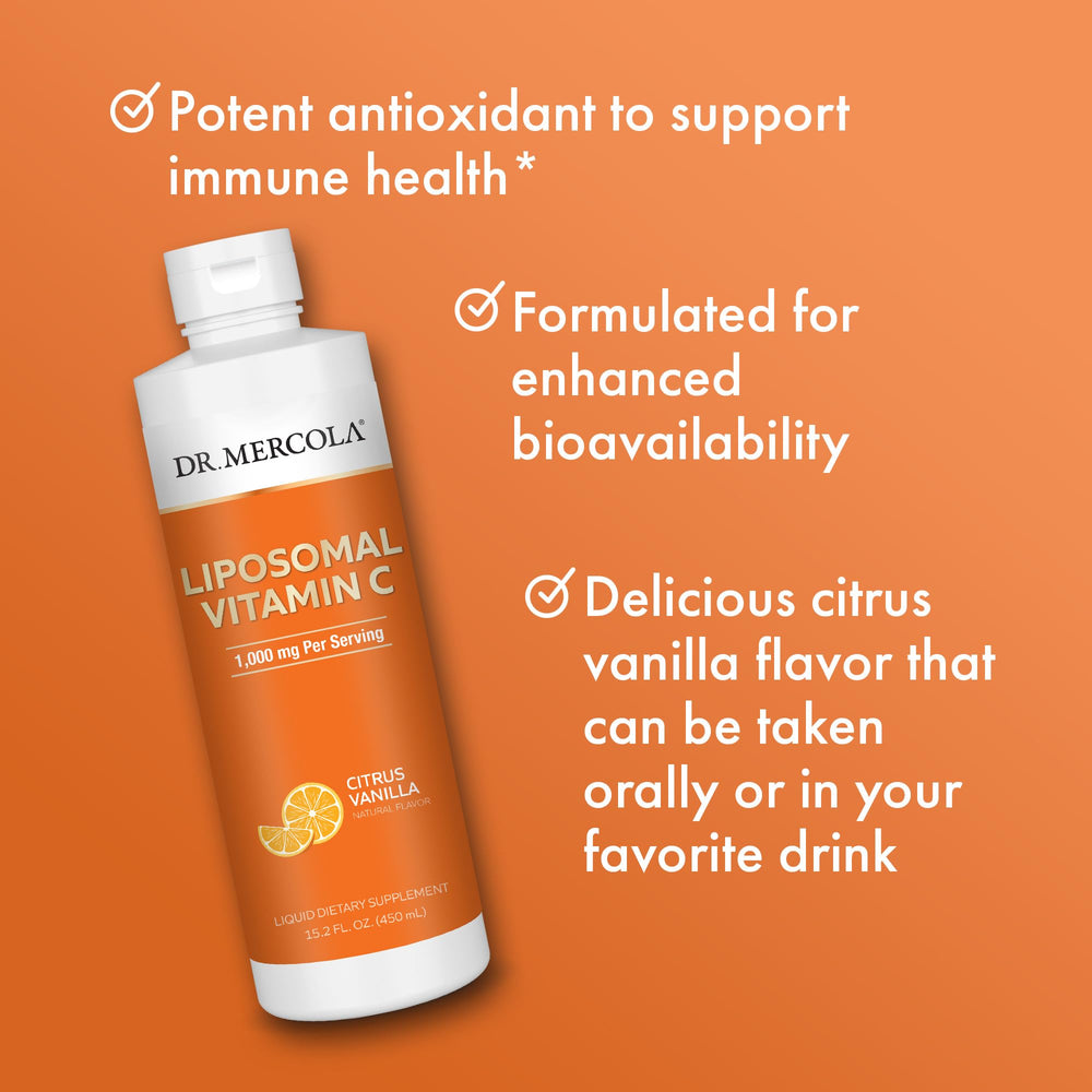 Dr. Mercola Citrus Vanilla flavor bottle with bright imagery.