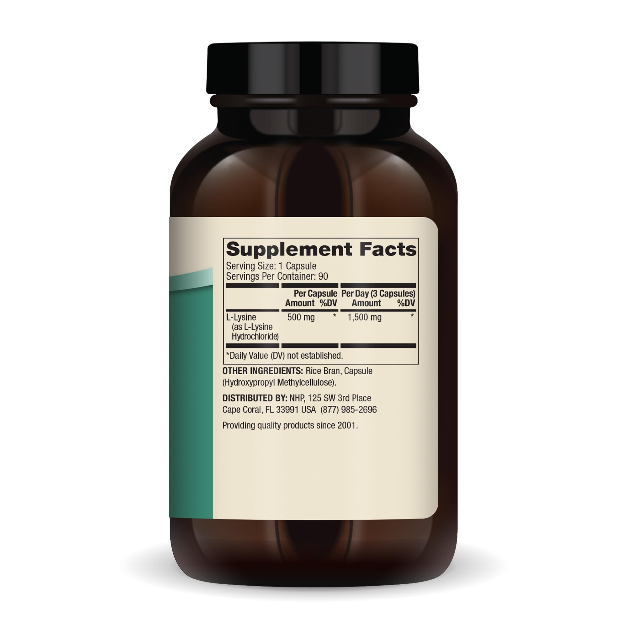 Dr. Mercola L-Lysine 90 capsules bottle – back view