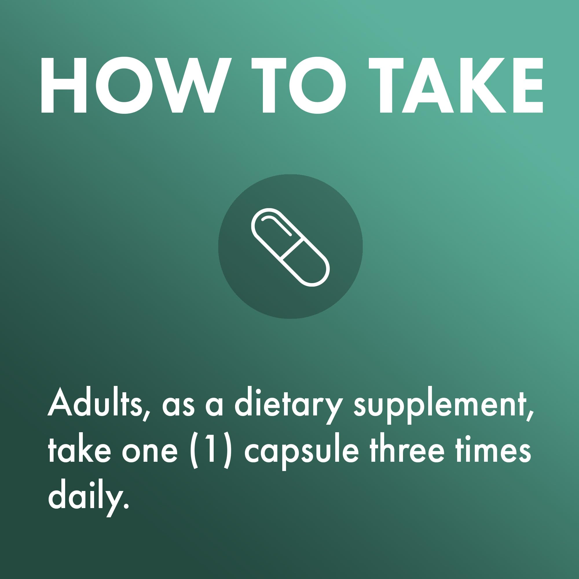 Graphic showing a 3-capsule serving of Dr. Mercola L-Lysine