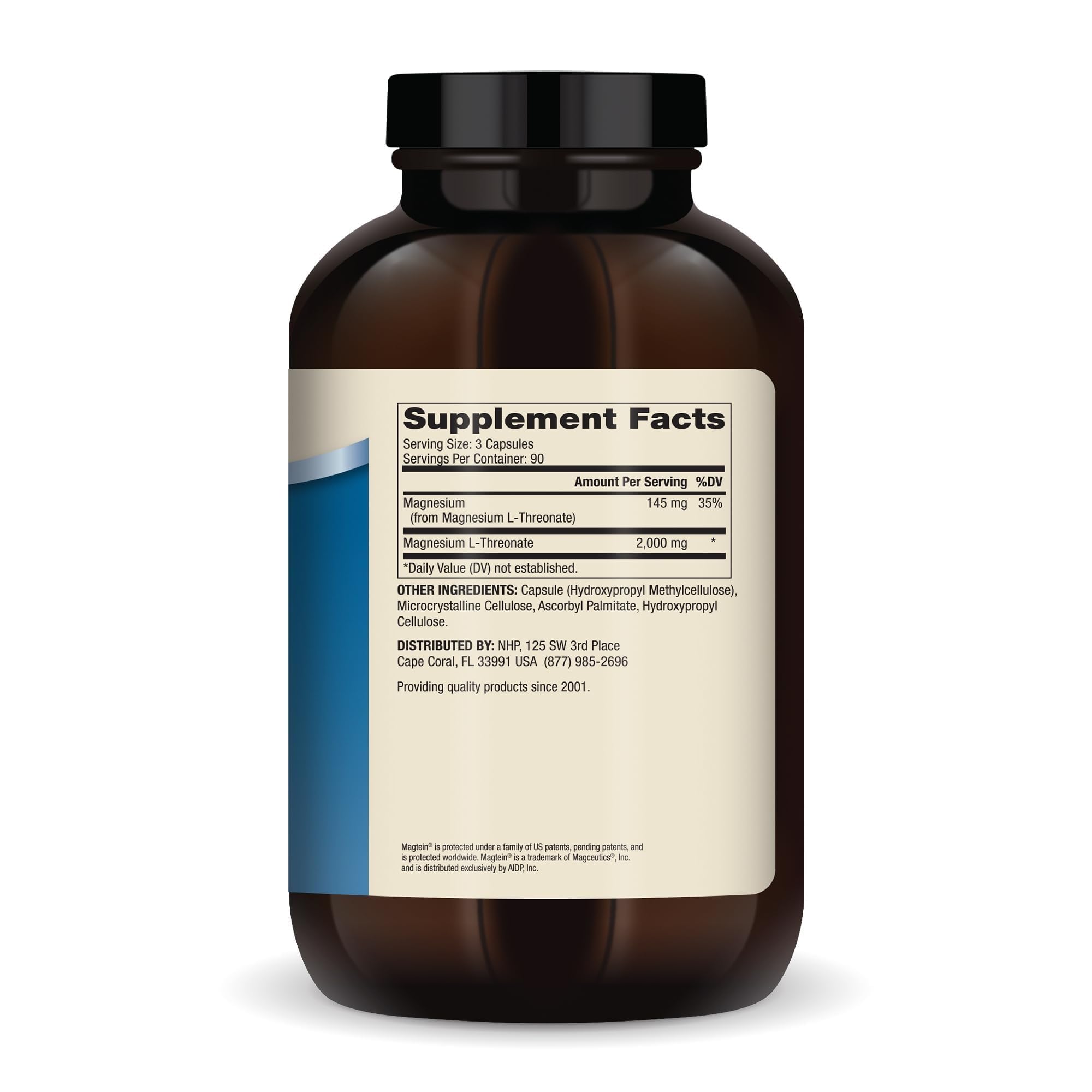 Bottle showing 270 capsules and 90 servings