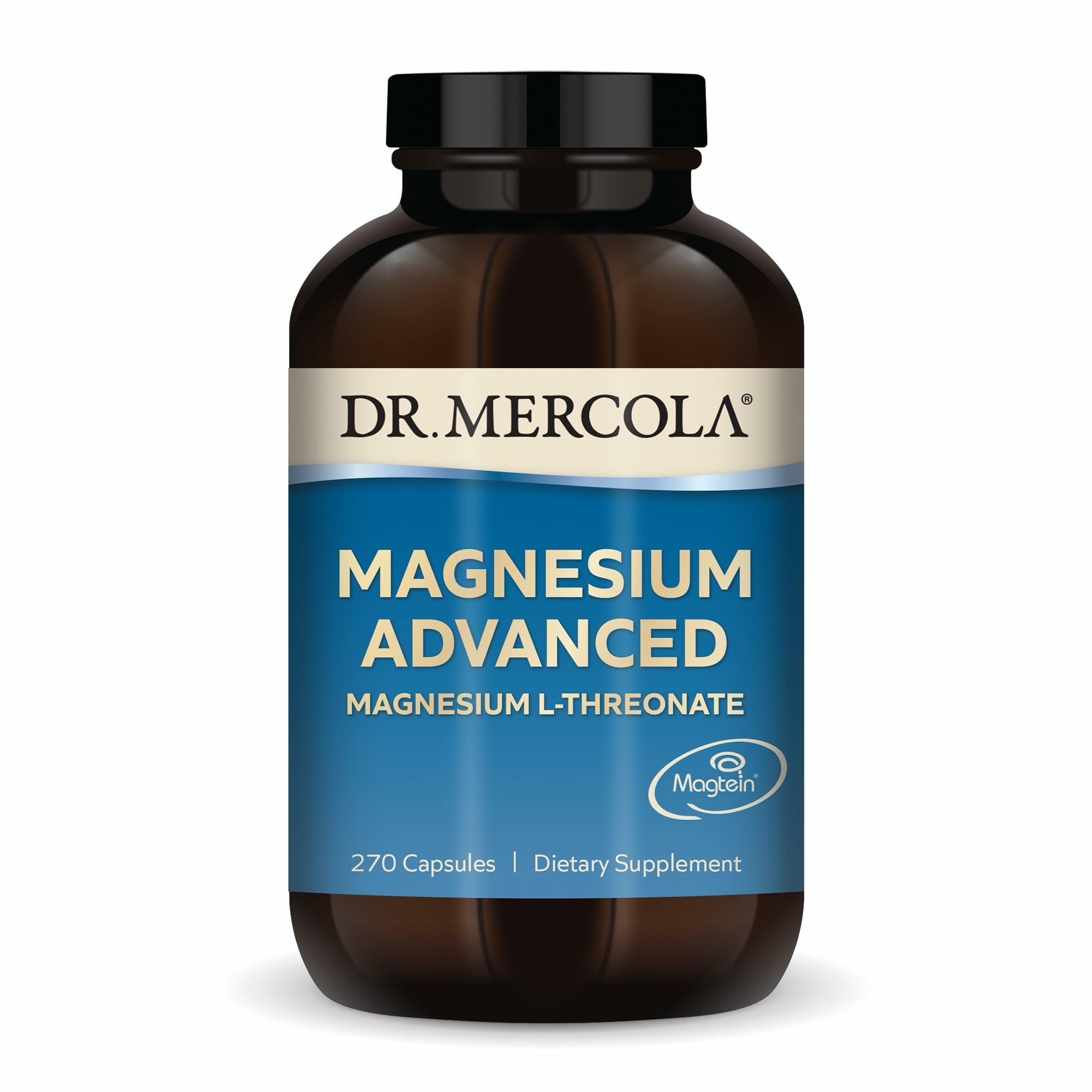 Dr. Mercola Magnesium Advanced bottle closeup for daily wellness support.