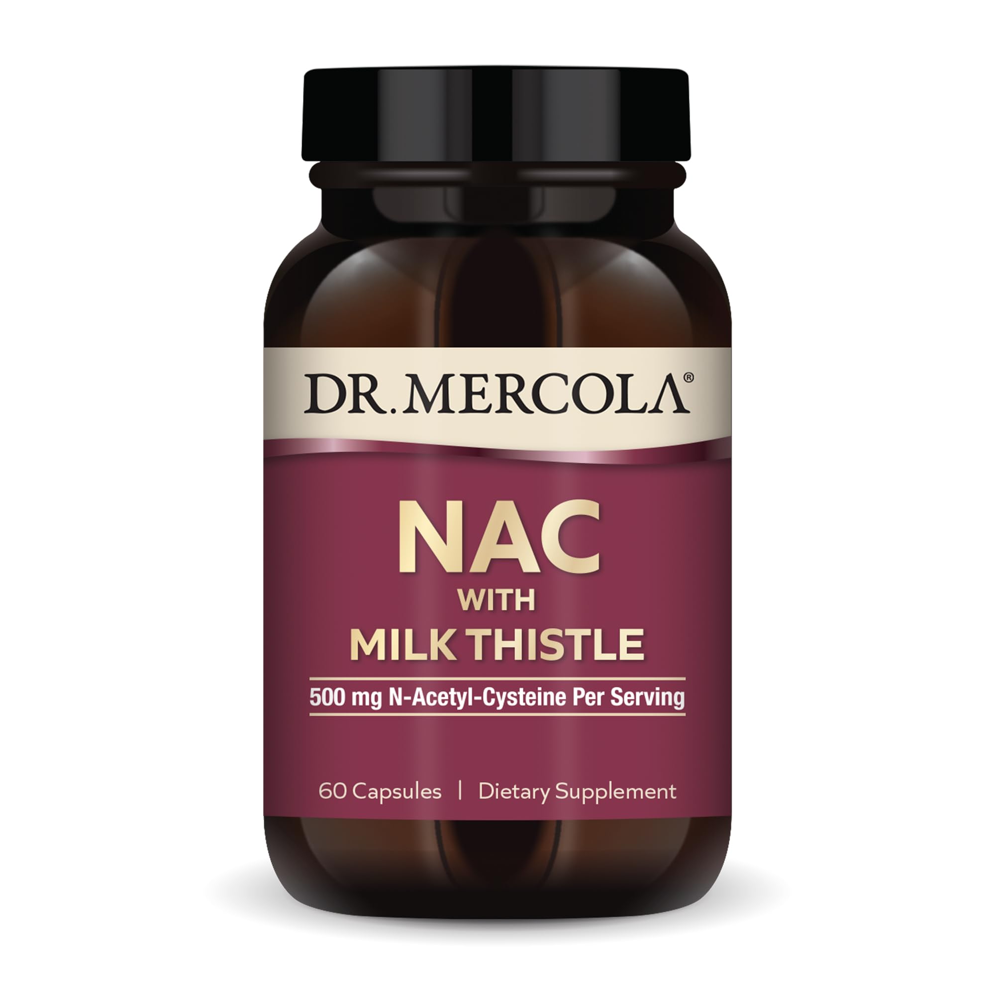 Dr. Mercola NAC with Milk Thistle bottle front