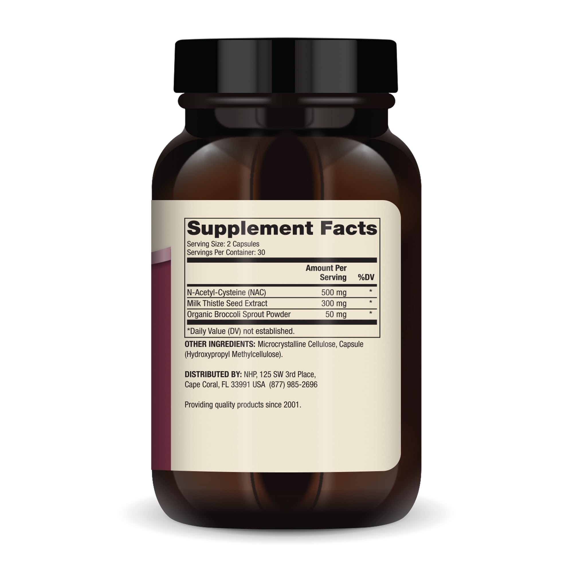 NAC with Milk Thistle capsules close-up