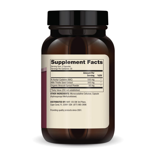 NAC with Milk Thistle capsules close-up
