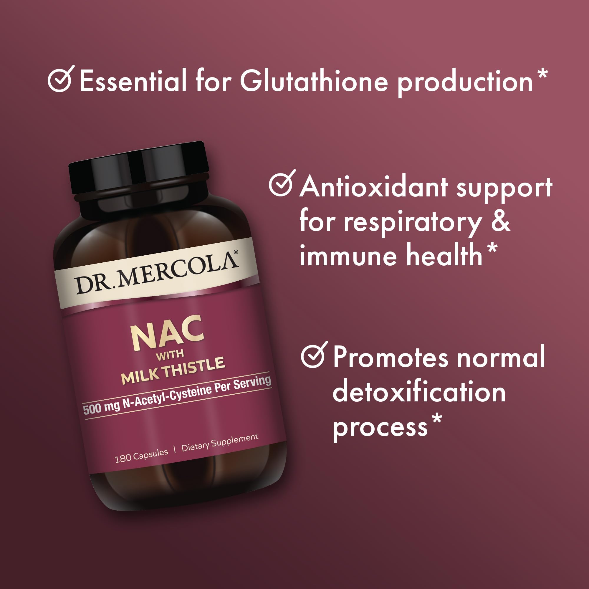 Dr. Mercola NAC Milk Thistle with broccoli sprout ingredients for liver health
