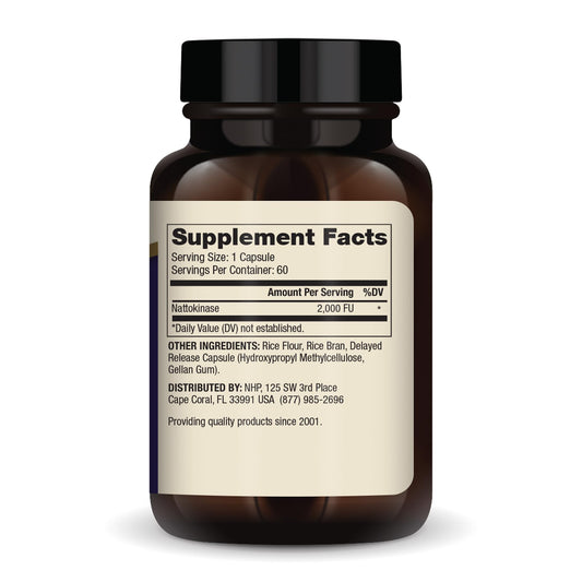 Close-up of Nattokinase delayed-release capsules