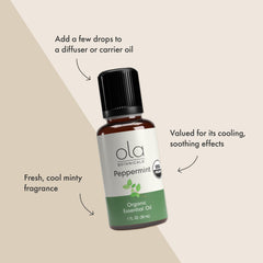 Dr. Mercola Ola Botanicals Peppermint oil USDA Organic label signals purity for routines.