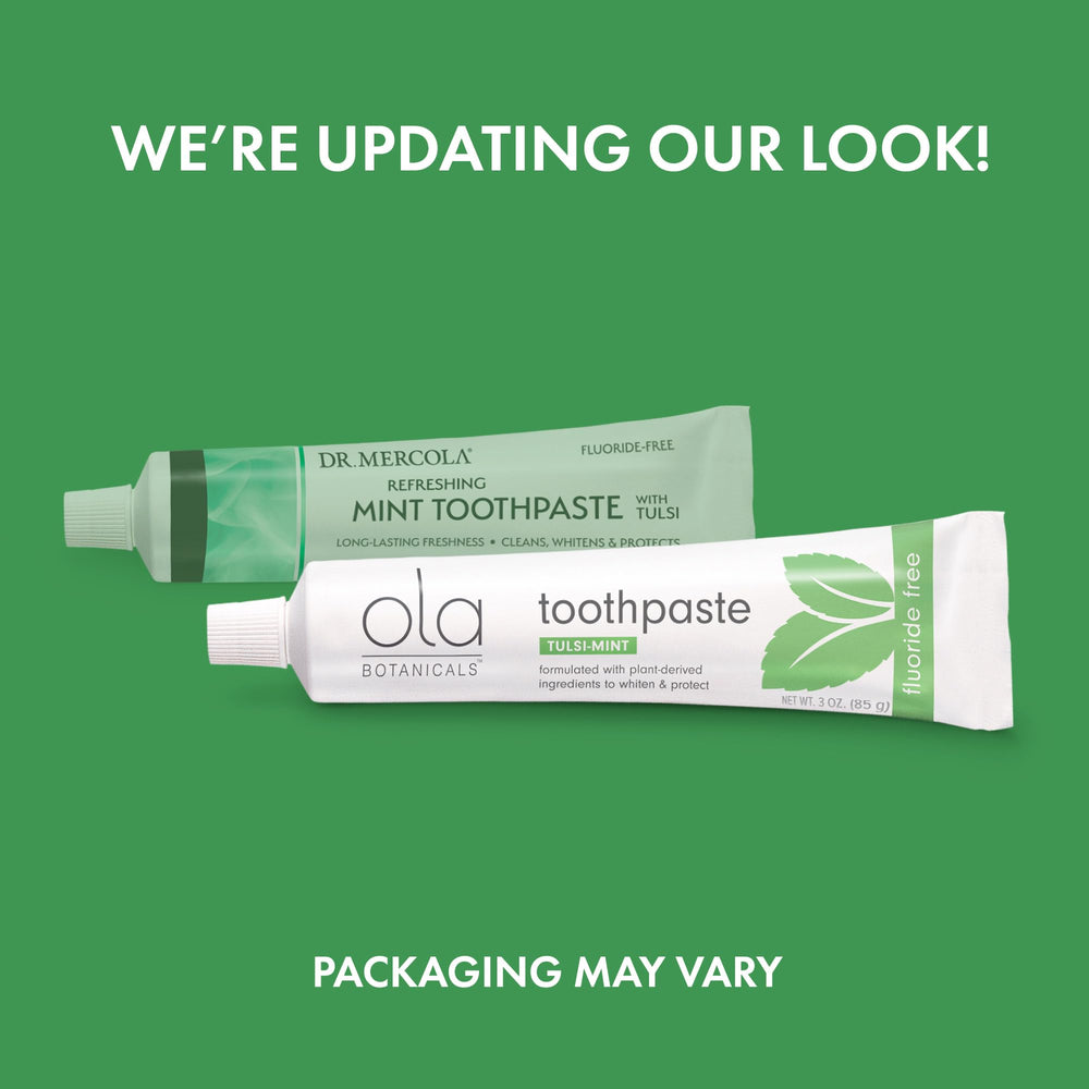 Toothpaste on a toothbrush showing Tulsi-Mint texture