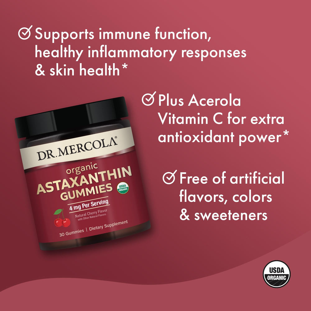 Cherry-flavored gummy showing 4 mg astaxanthin content