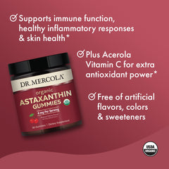 Cherry-flavored gummy showing 4 mg astaxanthin content