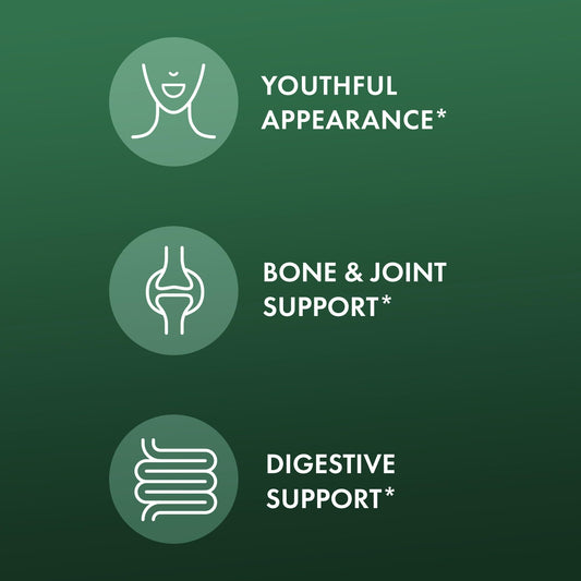 Close-up of Organic Bone Broth Collagen tablets