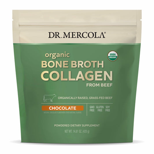 Front view of Dr. Mercola Organic Bone Broth Collagen Powder