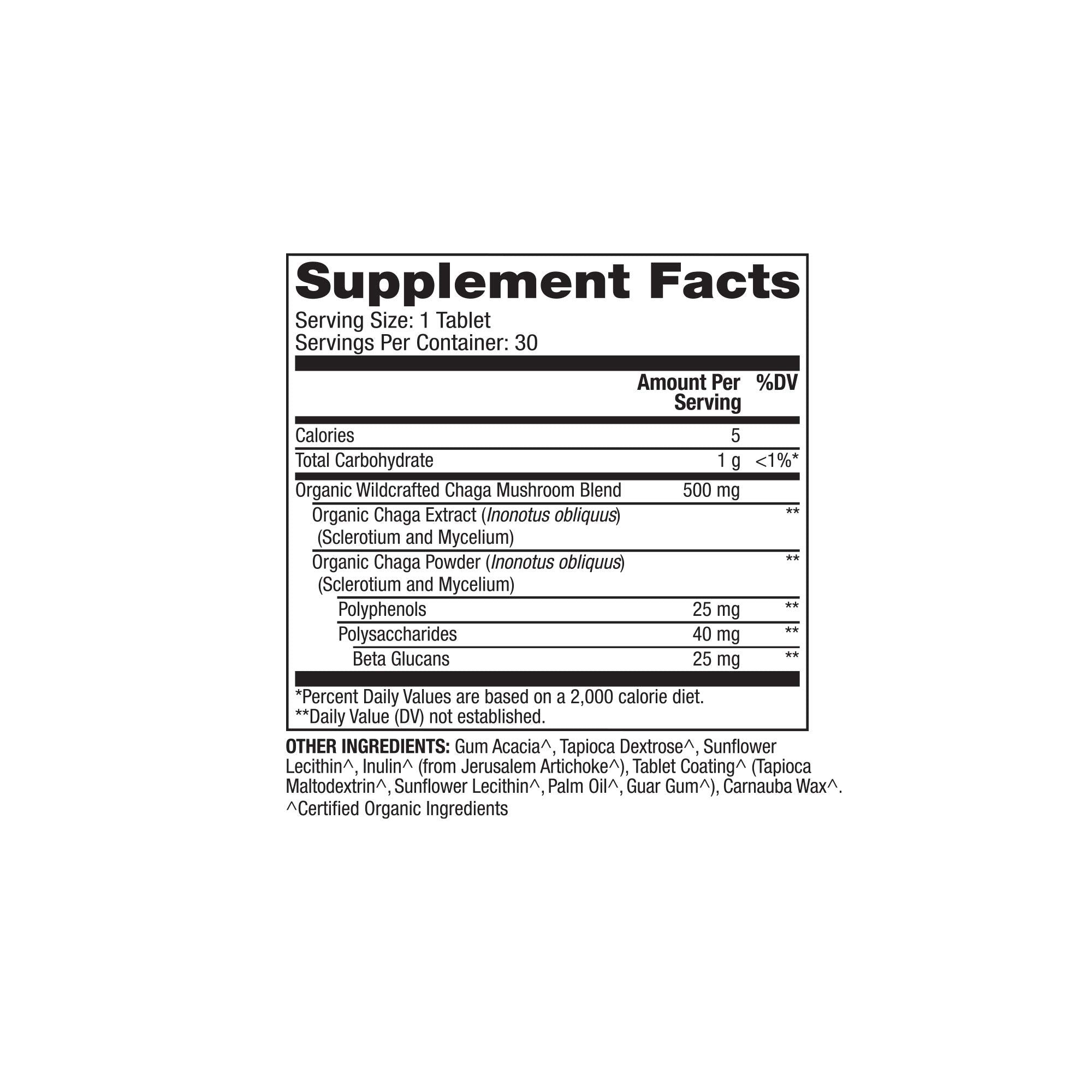 50/50 blend of Organic Chaga Extract and Organic Chaga Powder