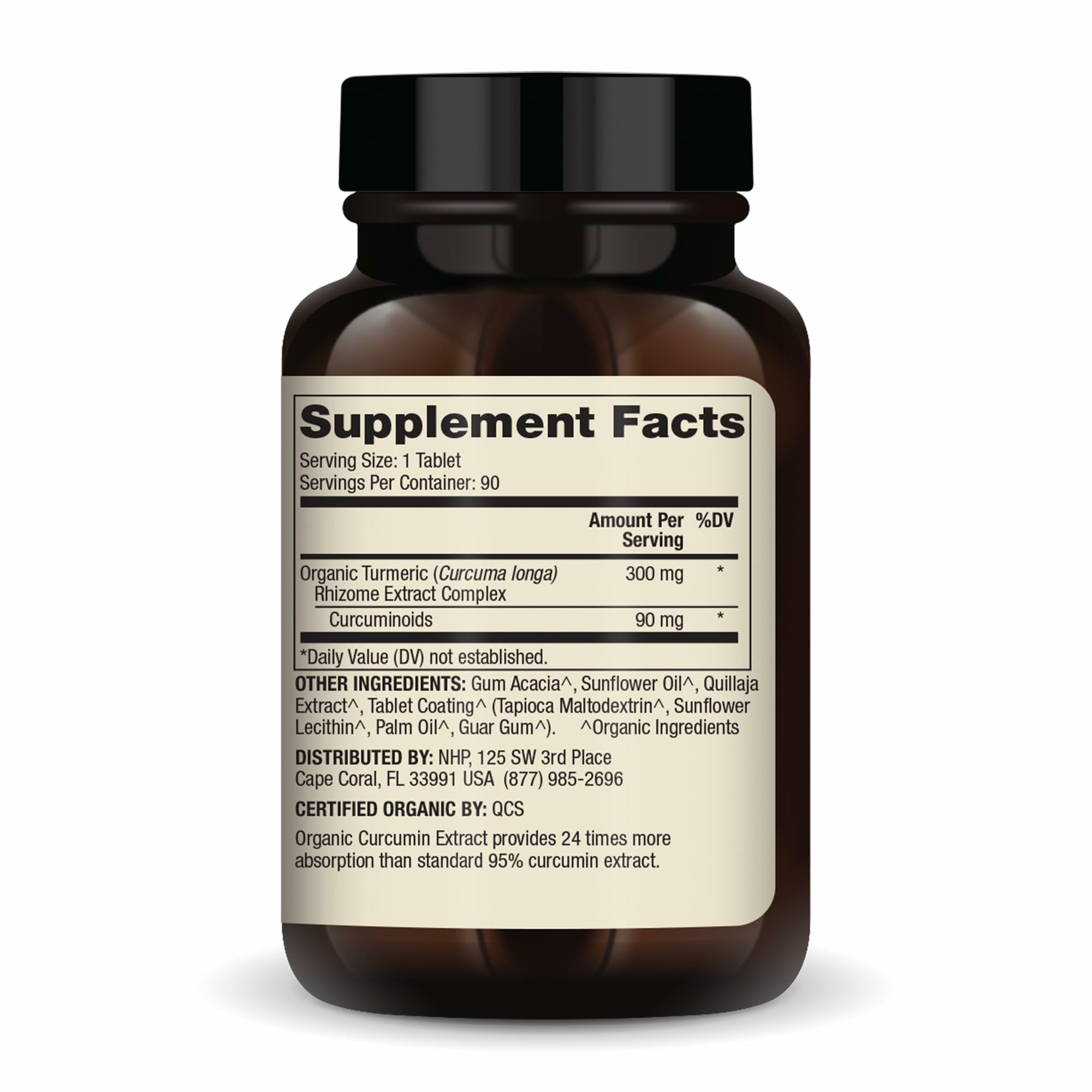 Bottle of 90 Curcumin tablets from Dr. Mercola Organic Curcumin Extract