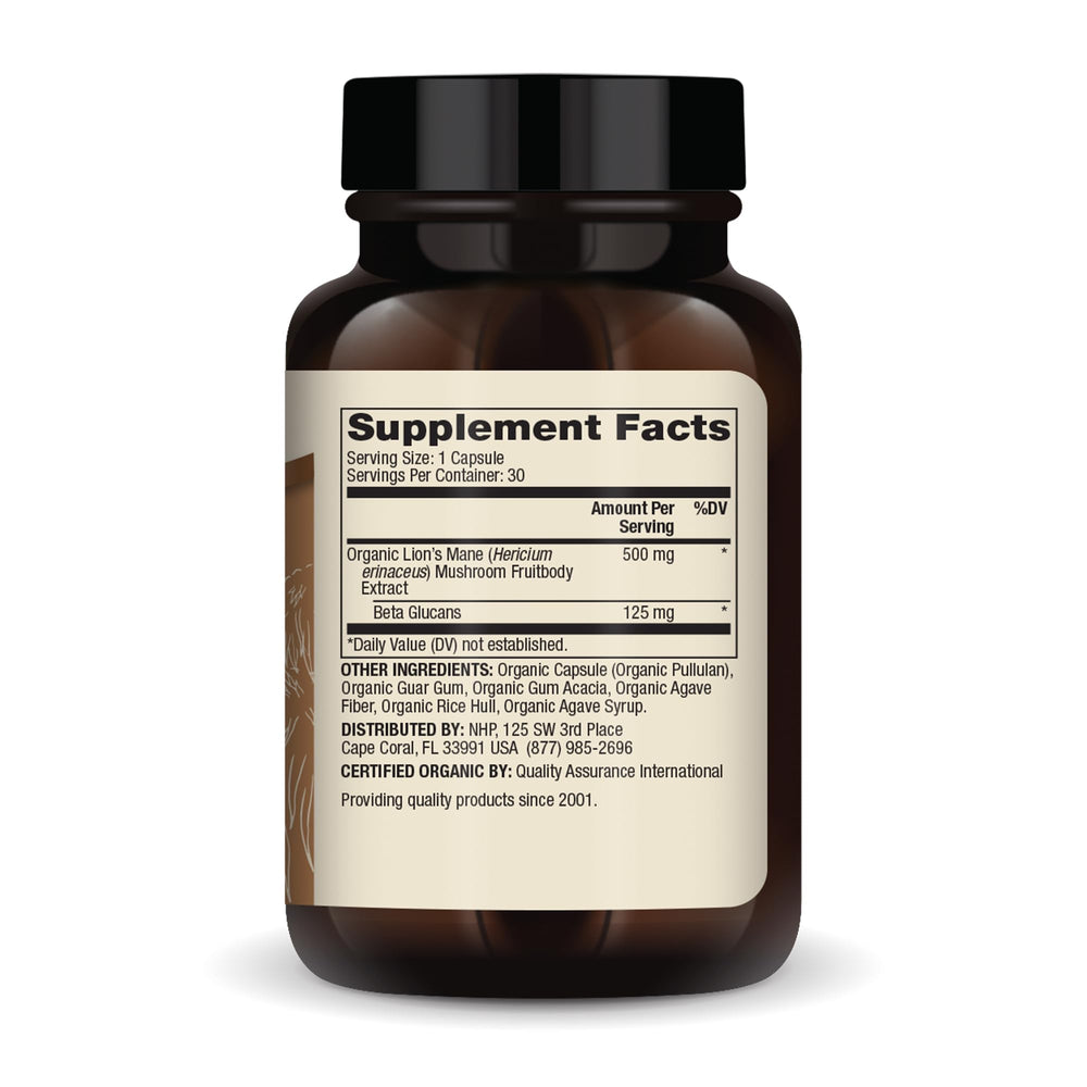 Label highlighting 500 mg per capsule and 25% Beta-Glucans