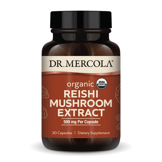 Dr. Mercola Organic Reishi Mushroom Extract bottle label