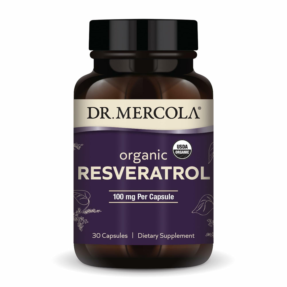 Dr. Mercola Organic Resveratrol bottle and label