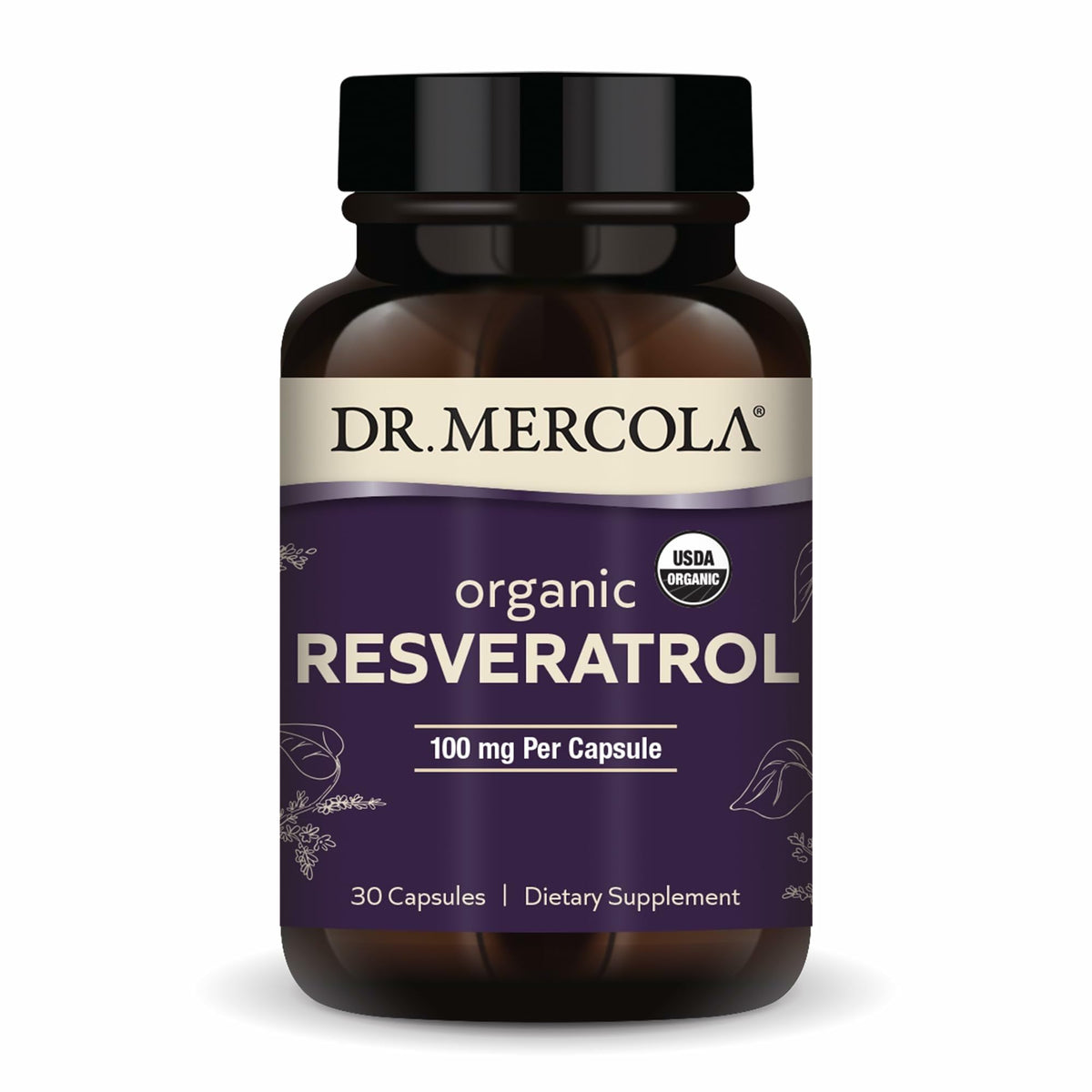 Dr. Mercola Organic Resveratrol bottle and label