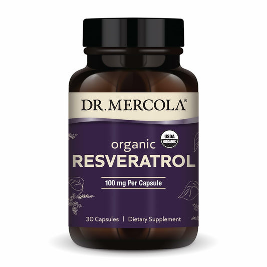 Dr. Mercola Organic Resveratrol bottle and label