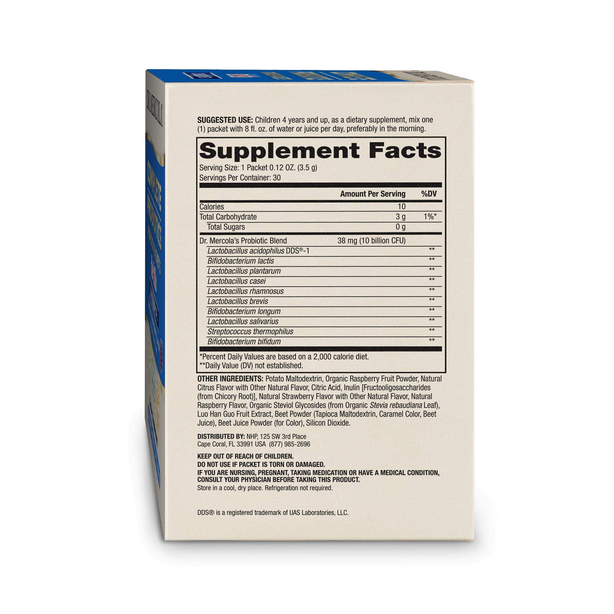 Illustration of the 10 probiotic strains included for kids