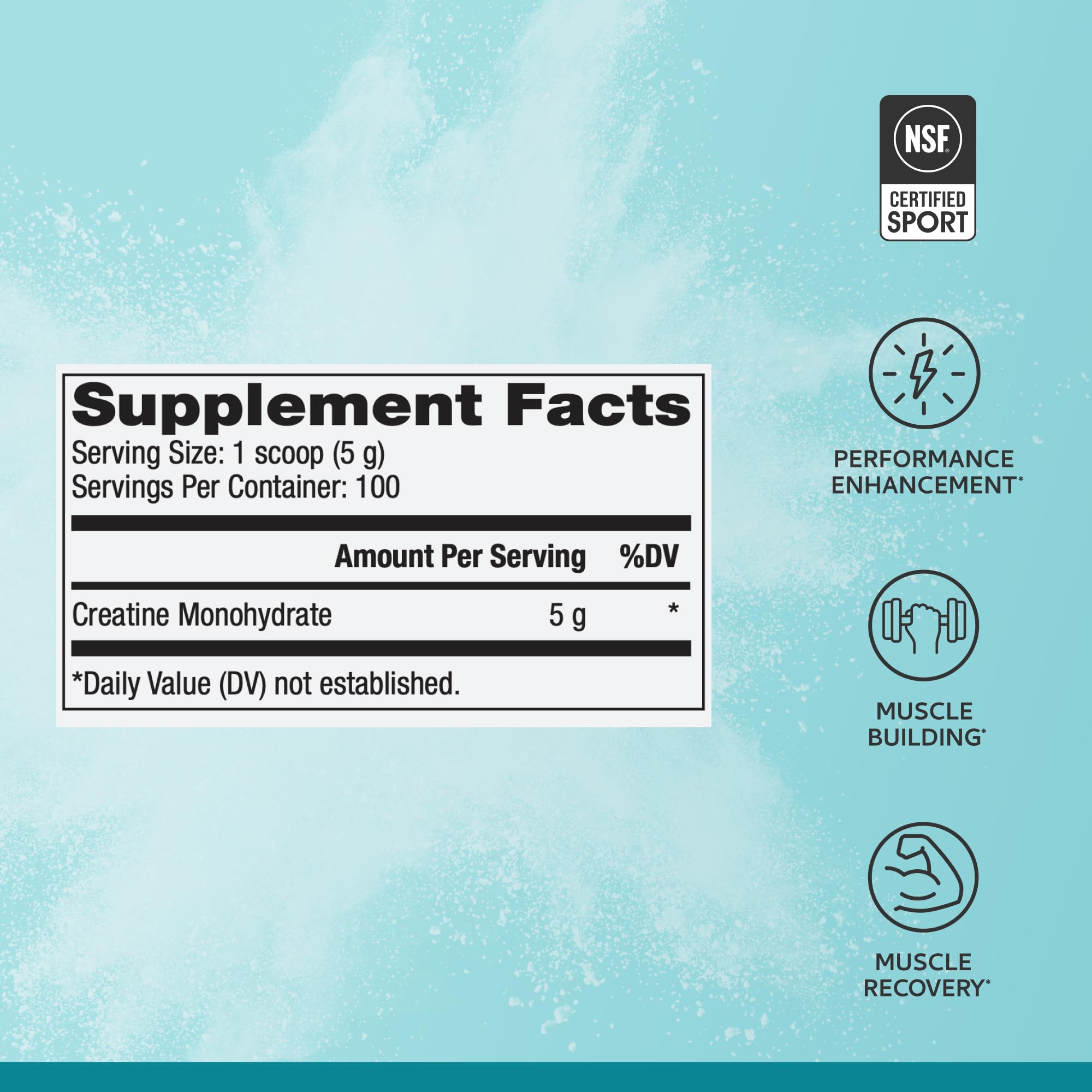 Unflavored Pure Power Creatine Monohydrate ideal for pre- or post-workout drinks.