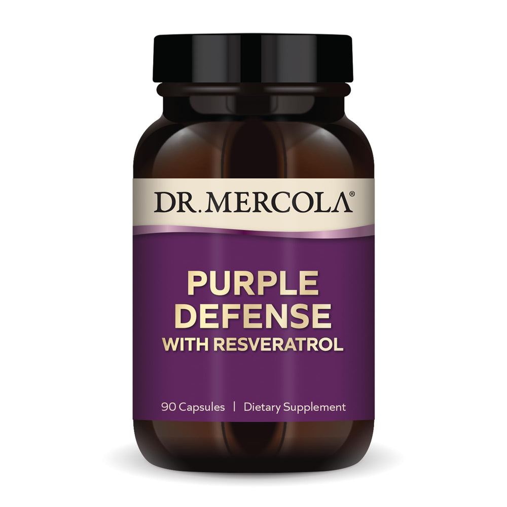 Dr. Mercola Purple Defense bottle label with branding