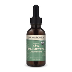 Dr. Mercola Saw Palmetto Liquid Drops bottle on white background
