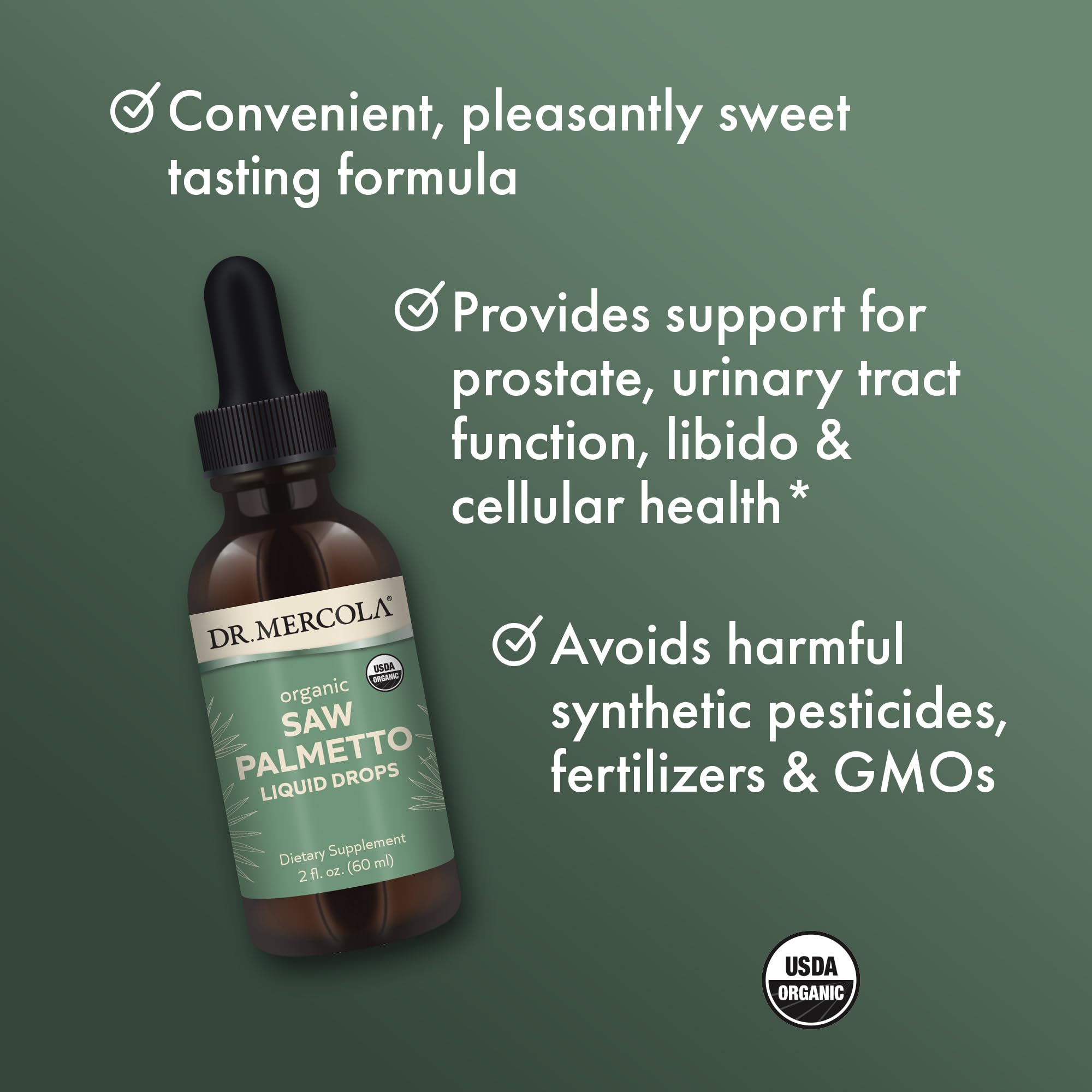 60 mL bottle with USDA Organic and Non-GMO labels