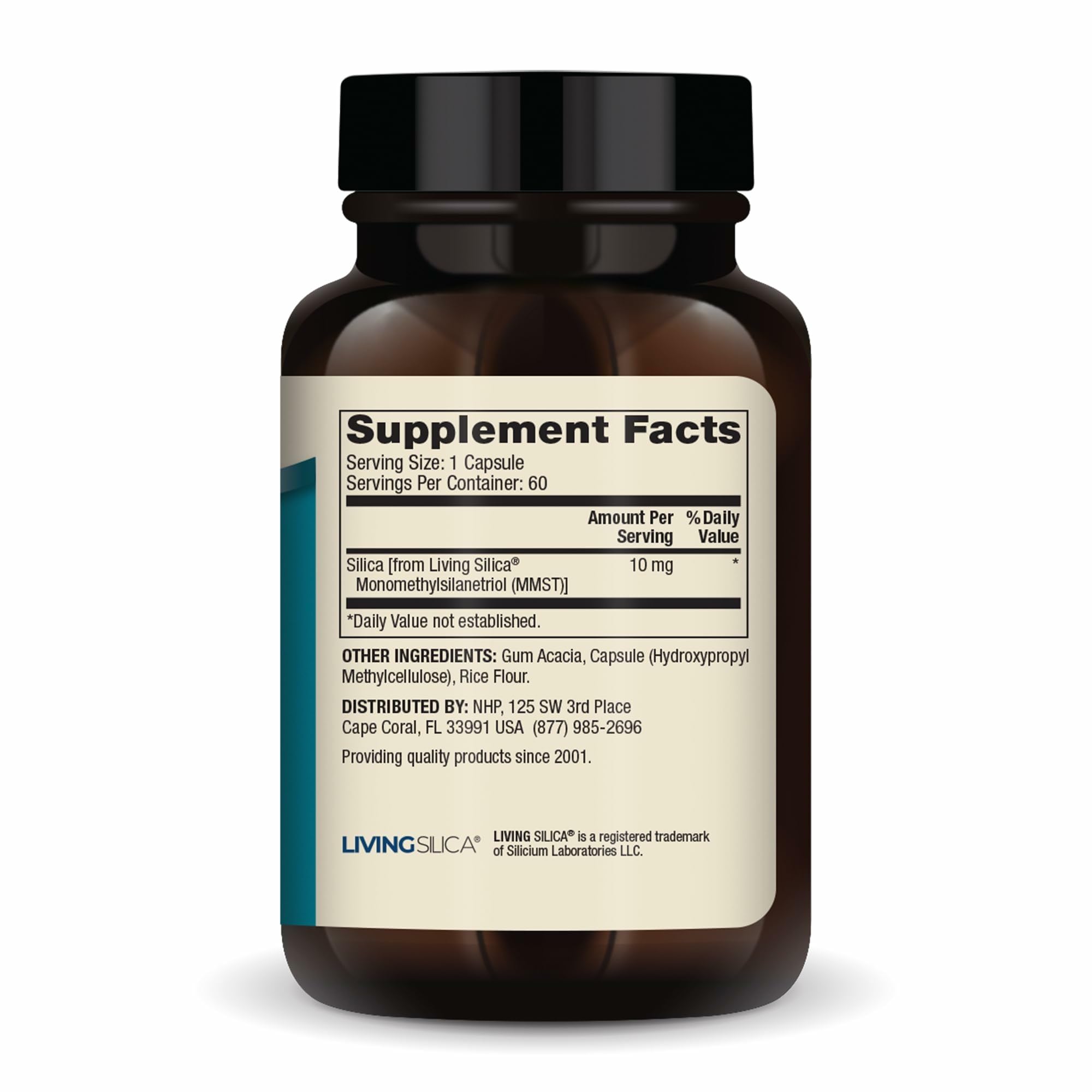Close-up of ingredients for Dr. Mercola Silica Collagen Builder