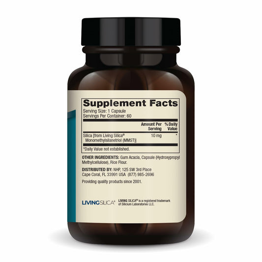 Close-up of ingredients for Dr. Mercola Silica Collagen Builder