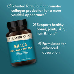 Non-GMO, gluten-free, soy-free label for Dr. Mercola Silica Collagen Builder