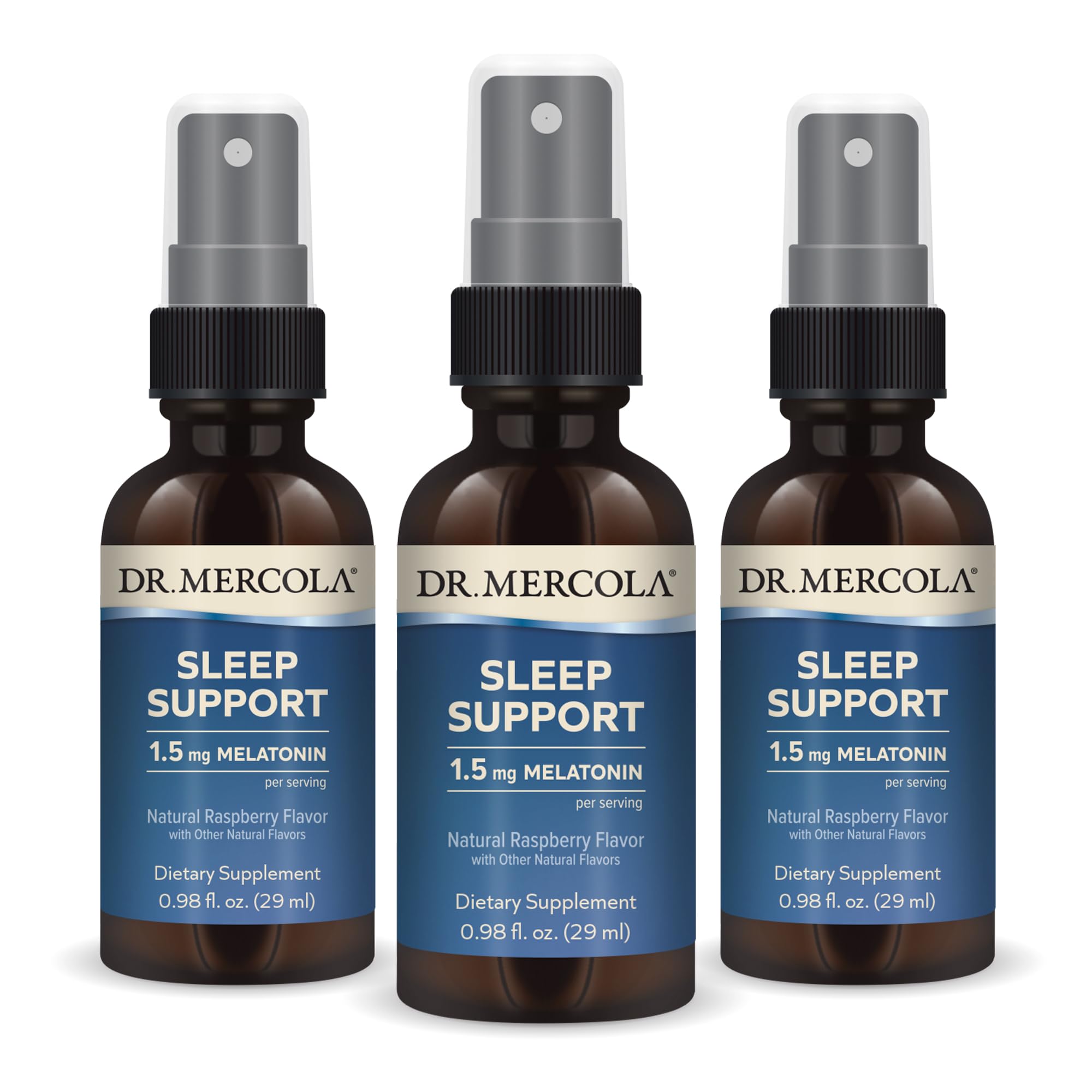 Product image: Dr. Mercola Sleep Support Melatonin Spray Raspberry flavor, 0.98 fl oz, 3-pack