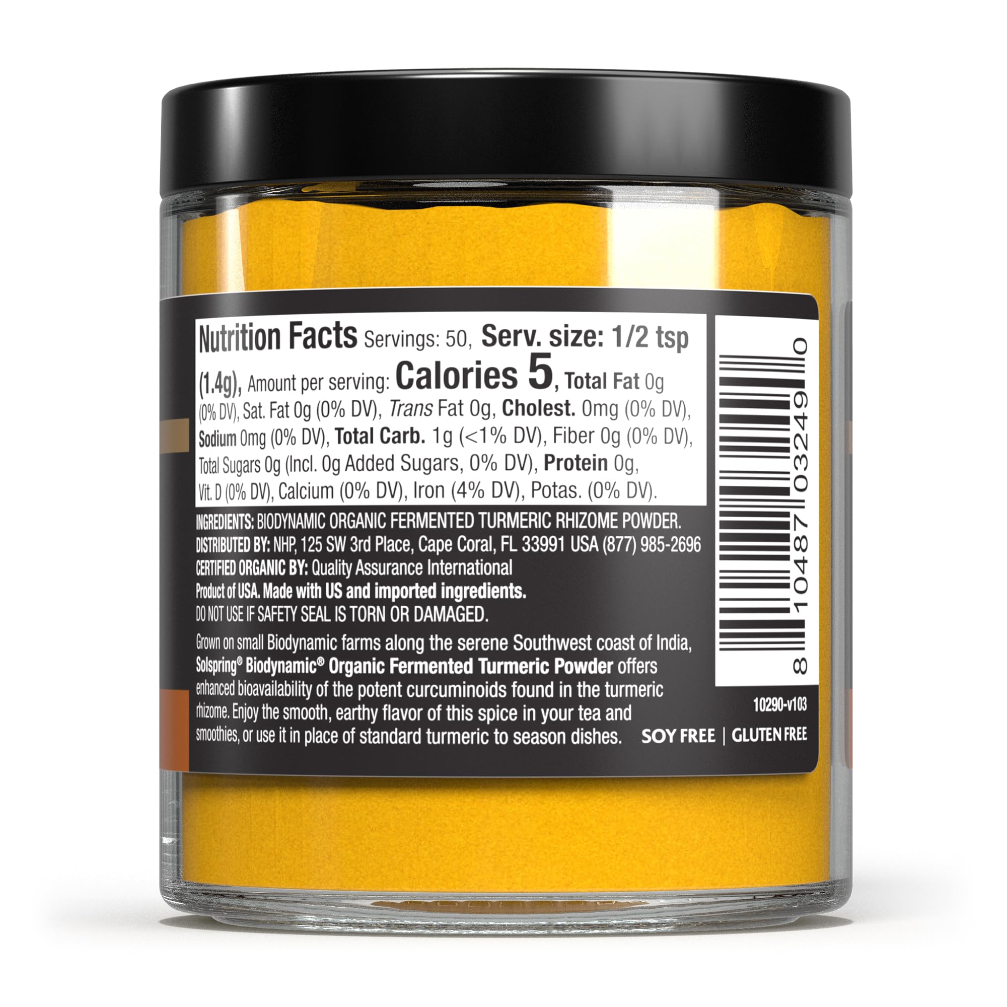 Close-up of turmeric powder in jar