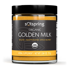 Solspring Organic Golden Milk jar showing 30 servings