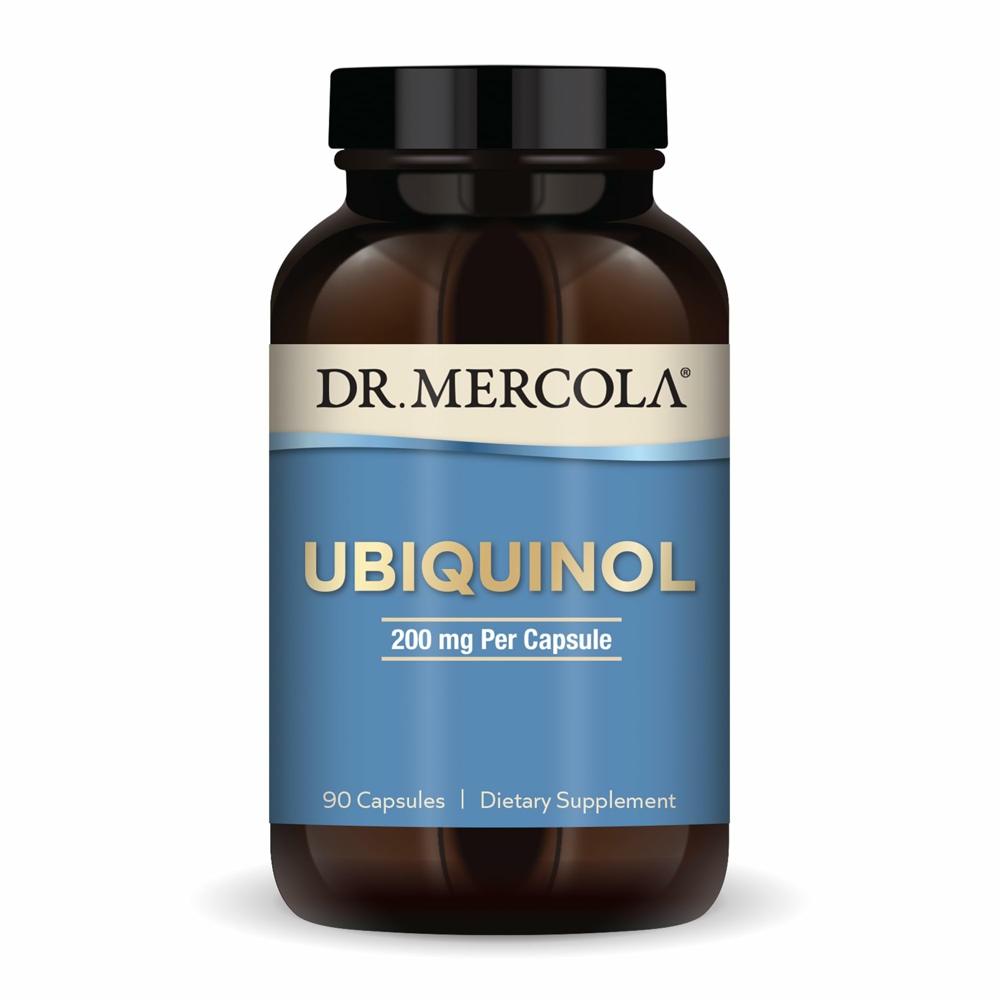 Dr. Mercola Ubiquinol bottle label showing 90 servings