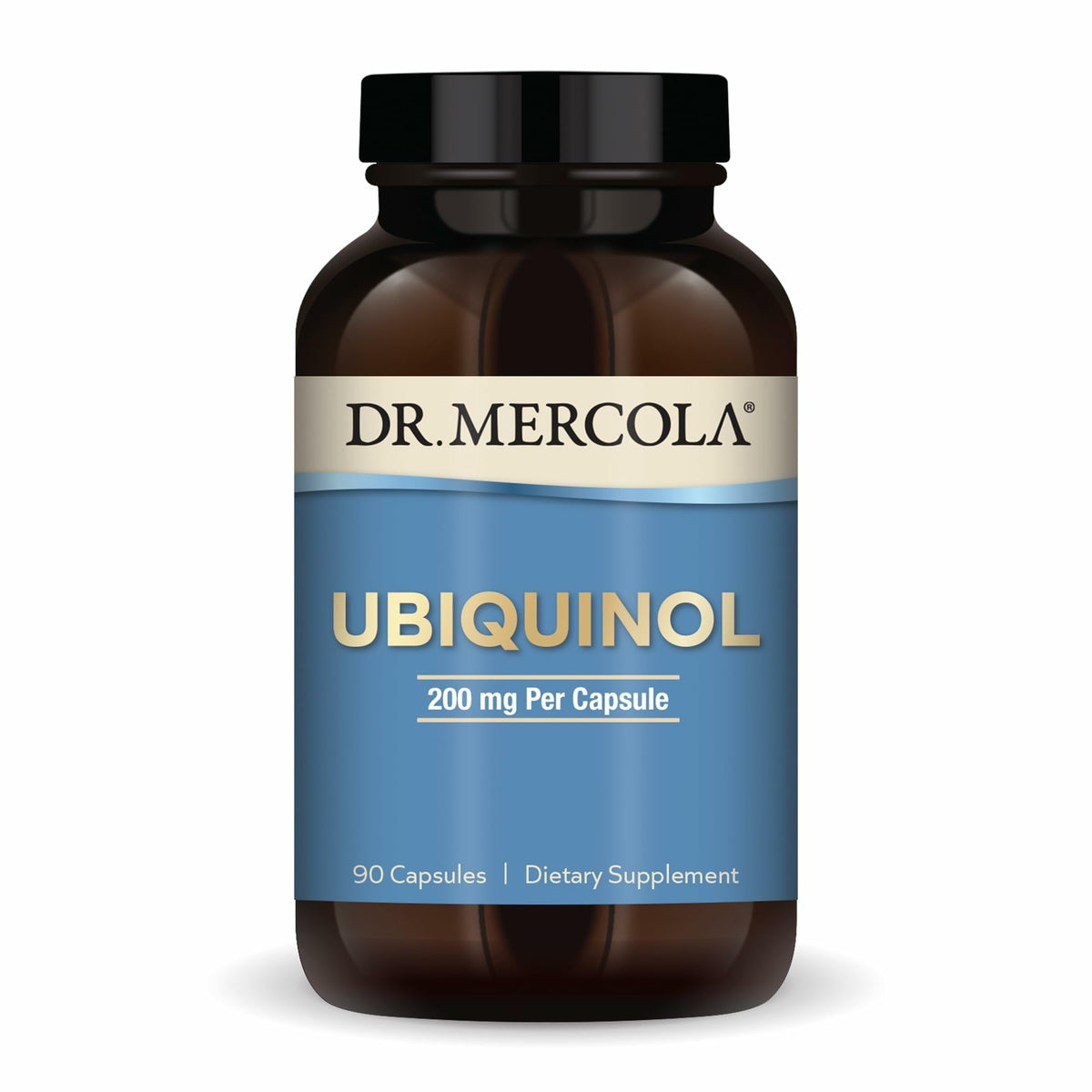 Dr. Mercola Ubiquinol bottle label showing 90 servings