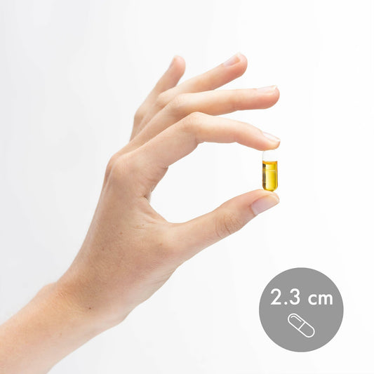 Close-up of Kaneka Ubiquinol capsules