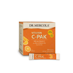 Dr. Mercola Vitamin C-PAK 30 servings fizzy orange drink mix with 500 mg vitamin C, zinc and vitamin D3