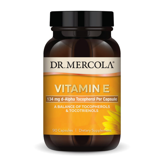Front view of Dr. Mercola Vitamin E bottle