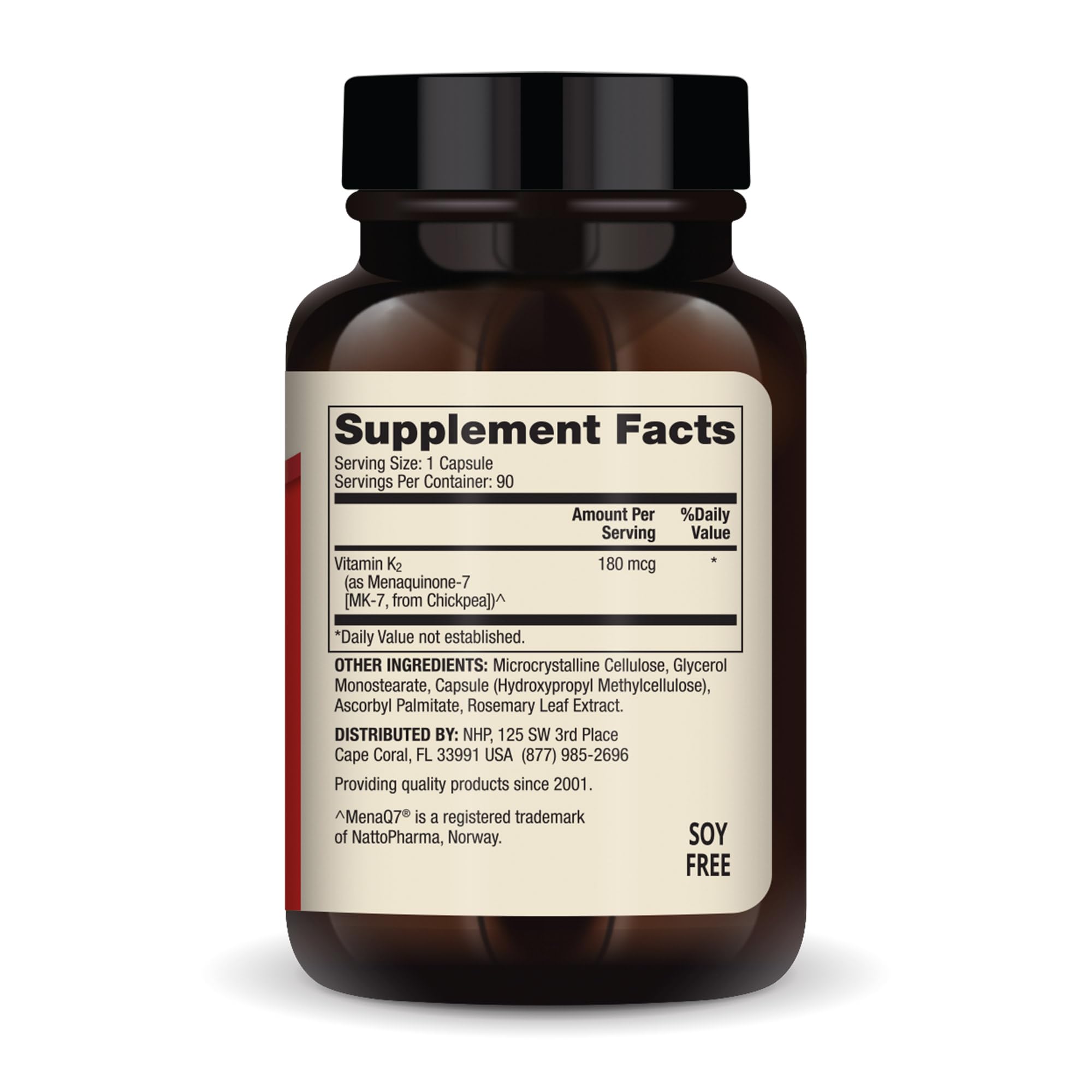 Close-up of MenaQ7 180 mcg MK-7 on packaging