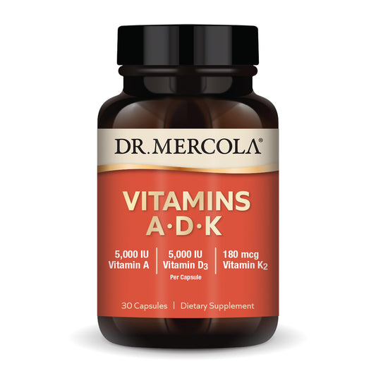 Bottle of Dr. Mercola Vitamins ADK with packaging