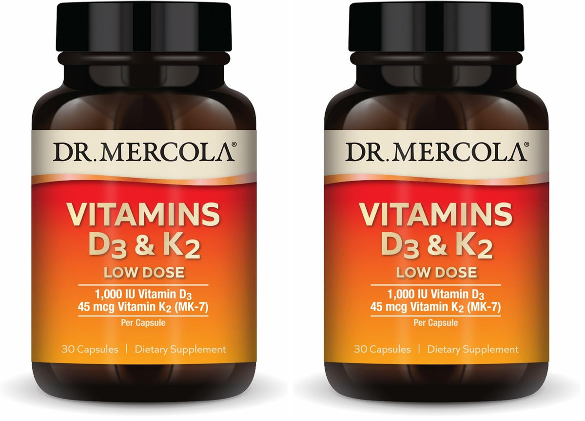 Dr. Mercola Vitamins D3 & K2 Low Dose bottle and packaging
