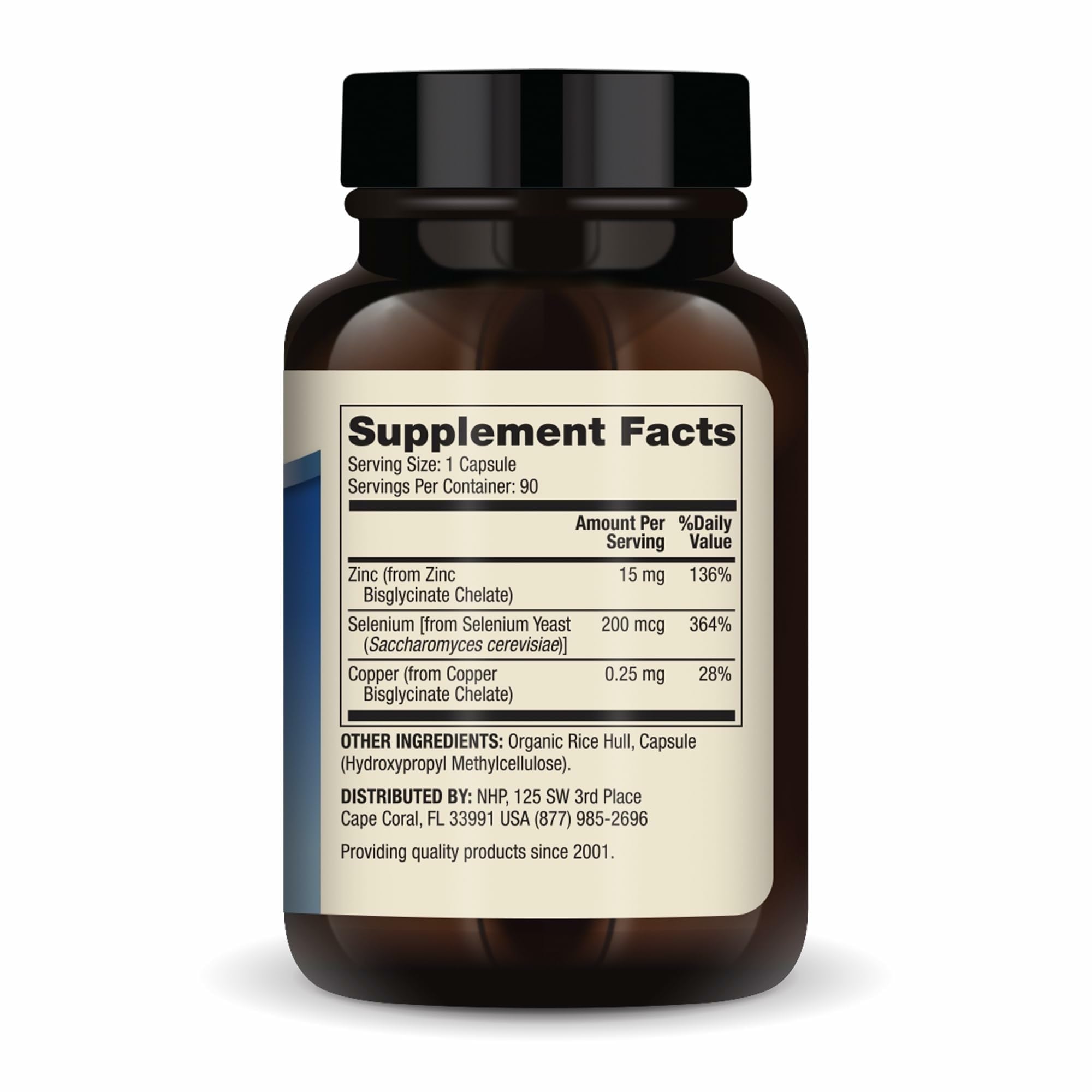 Zinc Plus Selenium supplement capsules beside bottle
